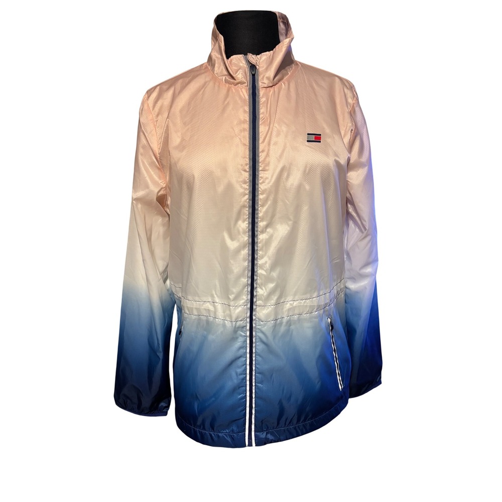 Tommy Hilfiger Sport Ombre Windbreaker Jacket‎ Women's Size M Pink Blue New